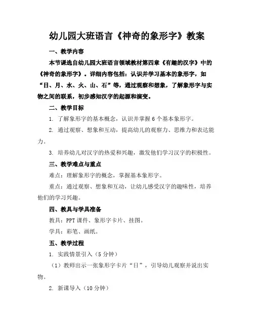 幼儿园大班语言《神奇的象形字》教案