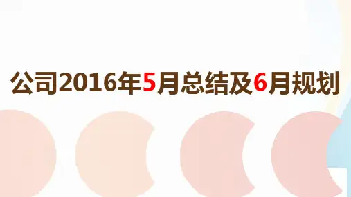公司2016年5月总结及6月规划公司半年工作总结