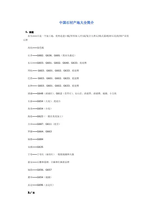 中国石材产地大全简介