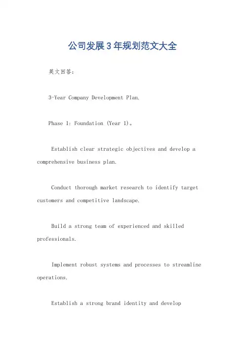 公司发展3年规划范文大全