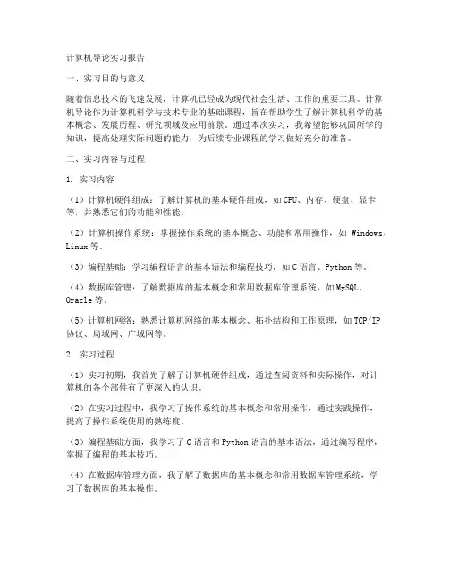 计算机导论实习报告