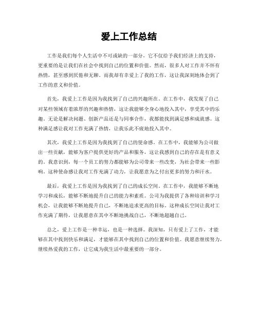 爱上工作总结