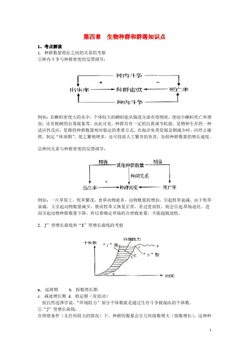 高考生物《第四章生物种群和群落知识点》全优精品导学资料 新人教版