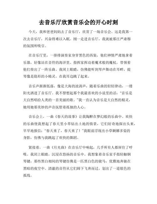 三年级作文那次玩得真高兴之去音乐厅欣赏音乐会的开心时刻