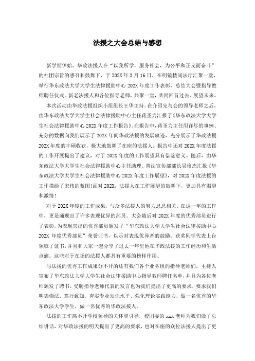 法援之大会总结与感想