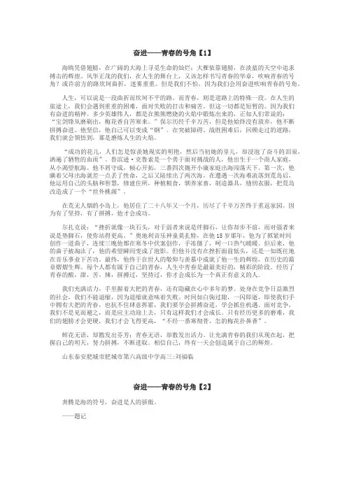 奋进——青春的号角作文
