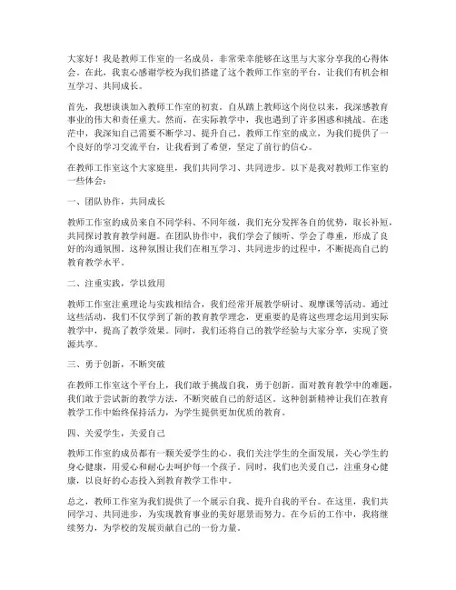 教师工作室成员发言稿