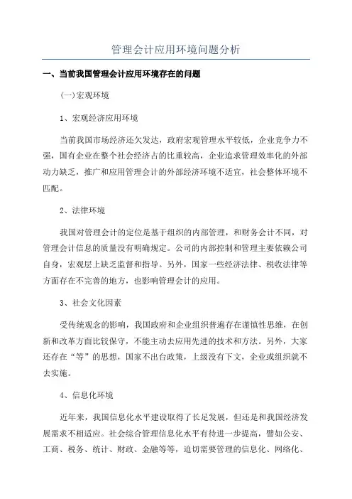 管理会计应用环境问题分析