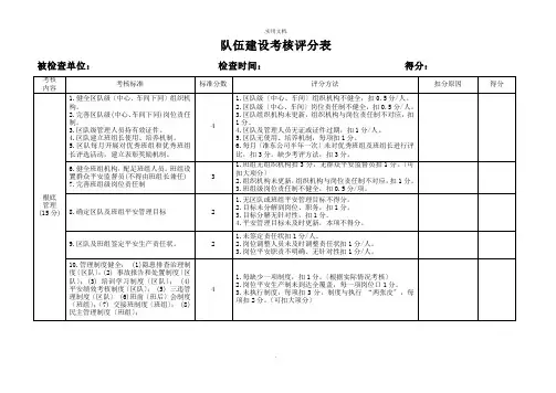 队伍建设考核评分表(最新修订版)