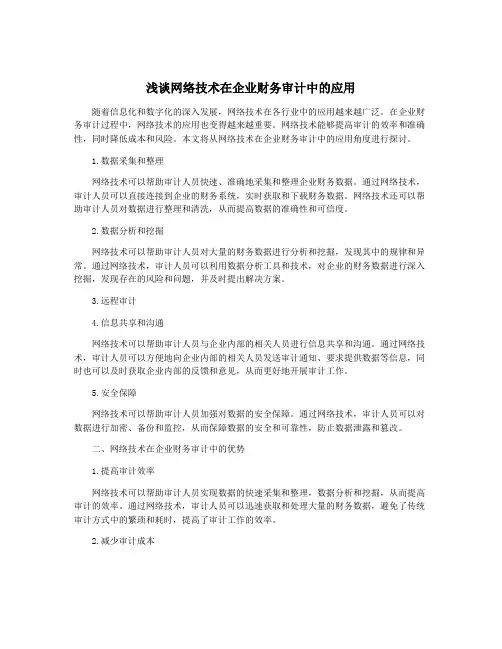 浅谈网络技术在企业财务审计中的应用