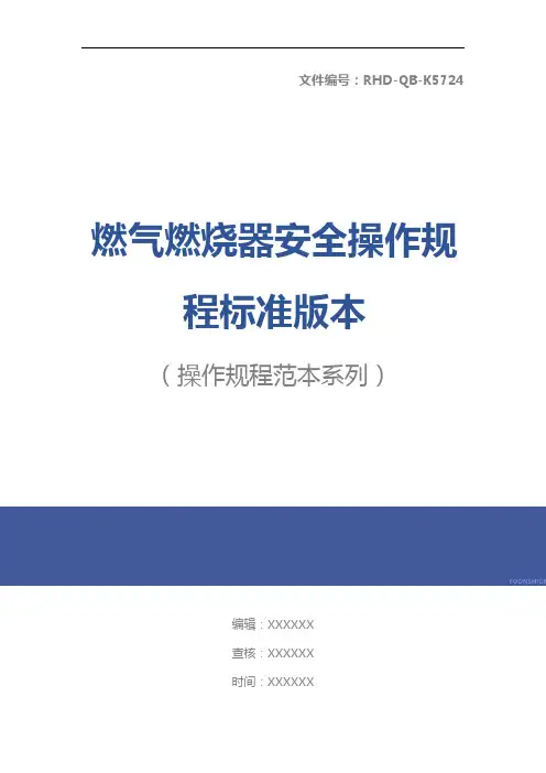 燃气燃烧器安全操作规程标准版本