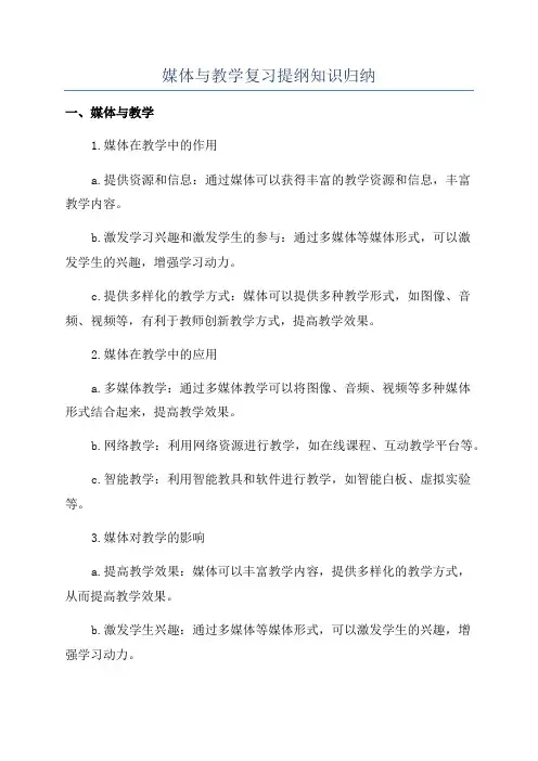 媒体与教学复习提纲知识归纳