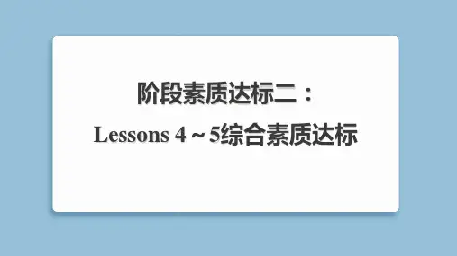 2025年科普版六年级下册英语Lessons 4～5综合素质达标试卷及答案
