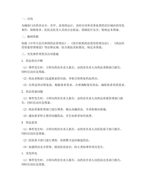 门诊药房突发事件应急预案