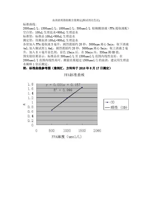 血清游离脂肪酸含量测定铜试剂比色法