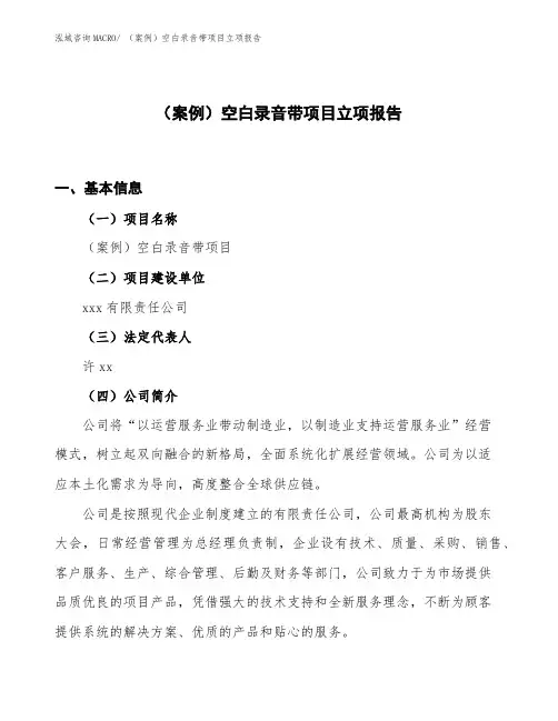 (案例)空白录音带项目立项报告