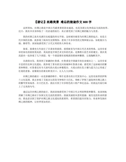 【游记】丝路美景 难忘的旅途作文600字