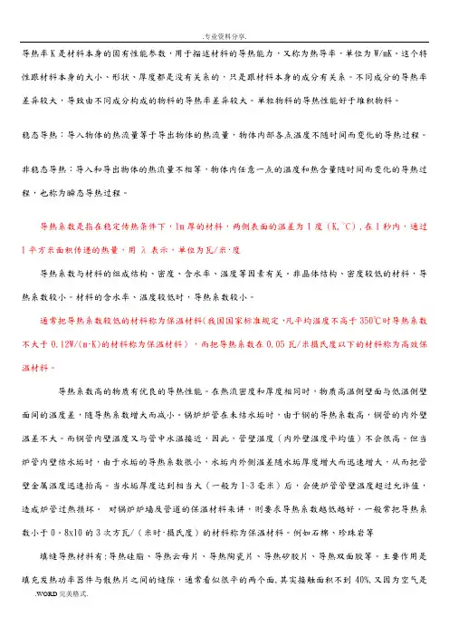 常见材料导热系数(史上最全版)