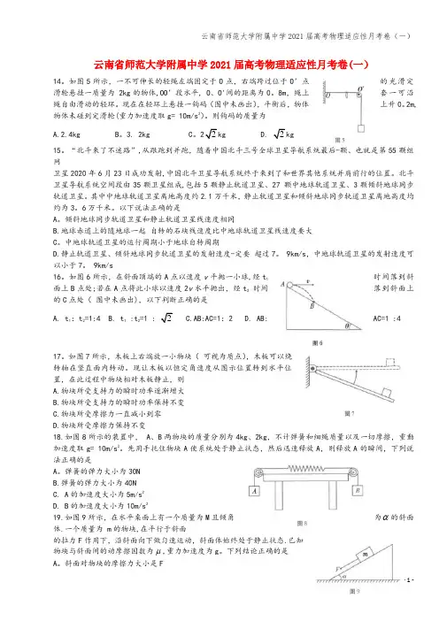 云南省师范大学附属中学2021届高考物理适应性月考卷(一)