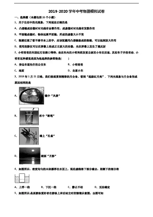 山东省菏泽市2020年中考物理综合测试试题