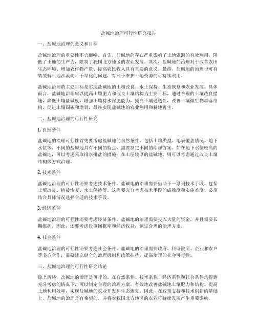 盐碱地治理可行性研究报告