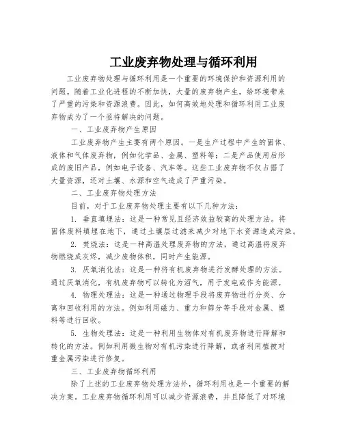 工业废弃物处理与循环利用