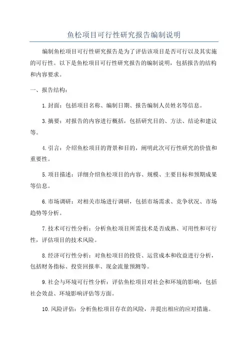 鱼松项目可行性研究报告编制说明