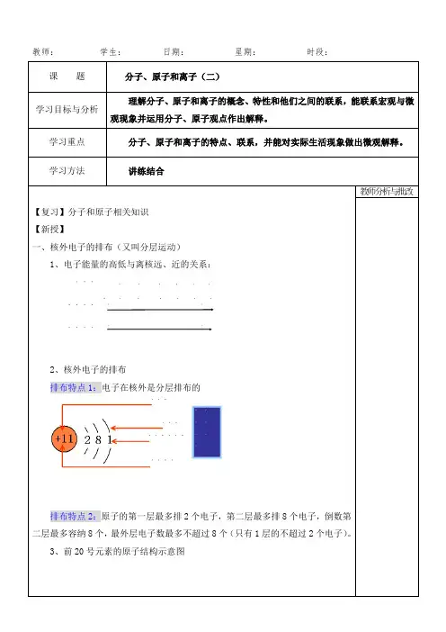 2013年陕西省西安市初三化学分子、原子和离子一[一对一课件(01)]