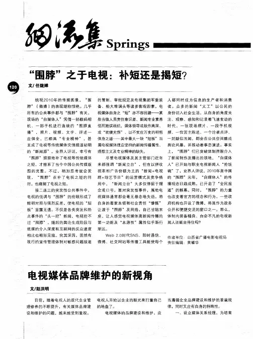 电视媒体品牌维护的新视角