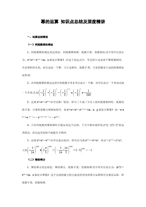 幂的运算 知识点总结及深度精讲