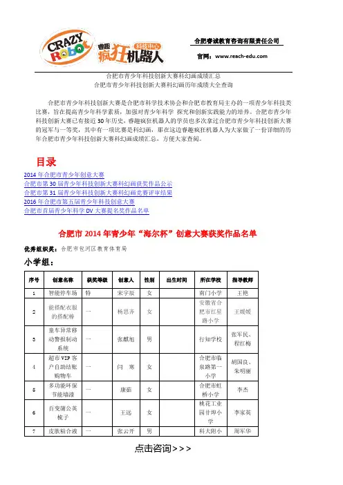 合肥市青少年科技创新大赛科幻画成绩汇总 合肥市青少年科技创新大赛科幻画历年成绩大全查询