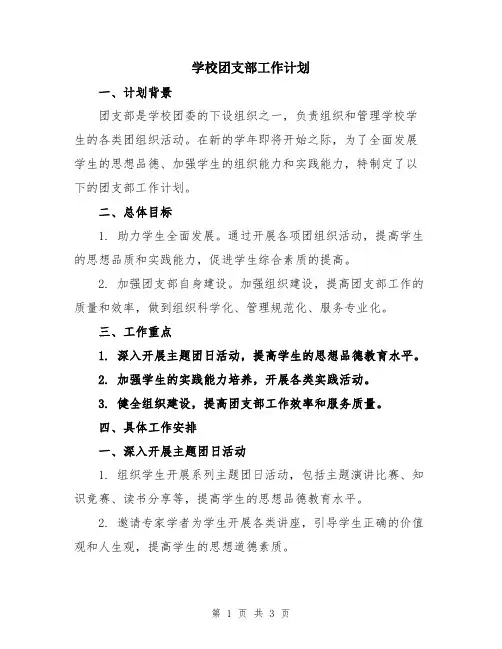 学校团支部工作计划