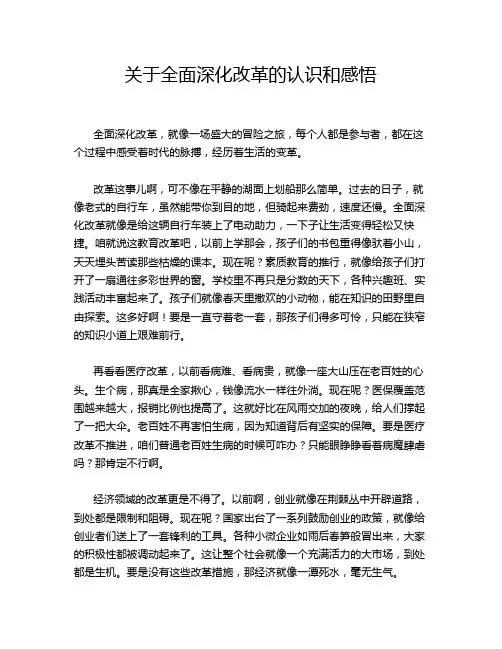 关于全面深化改革的认识和感悟