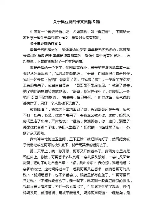 关于臭豆腐的作文集锦5篇