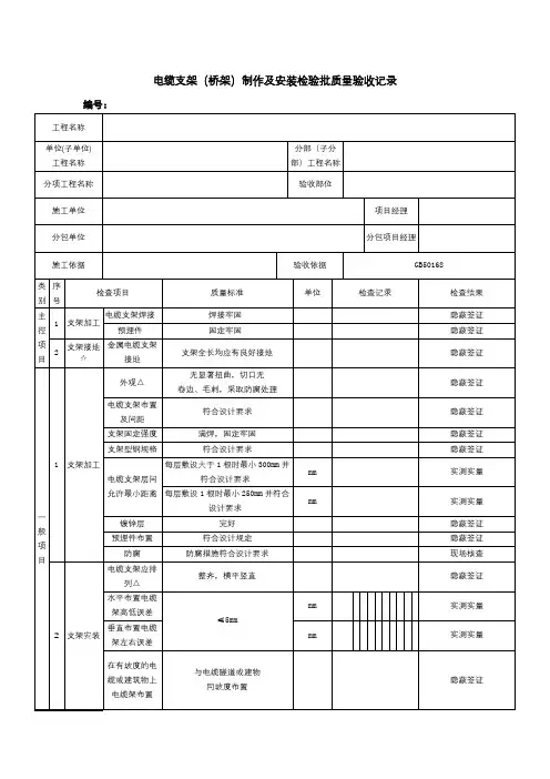电缆支架(桥架)制作及安装检验批质量验收记录