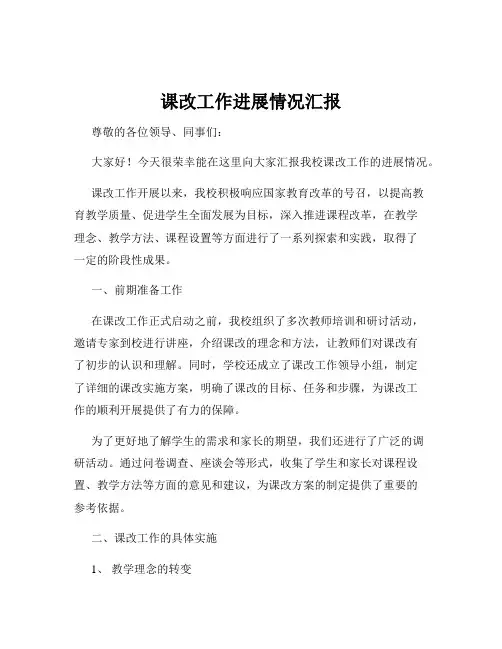 课改工作进展情况汇报