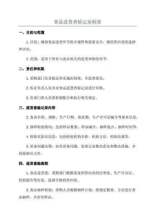 食品进货查验记录制度