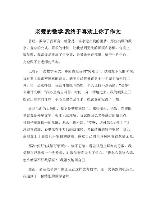 亲爱的数学,我终于喜欢上你了作文