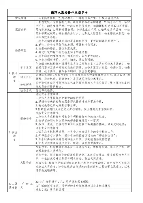 三循循环水泵检修作业指导书