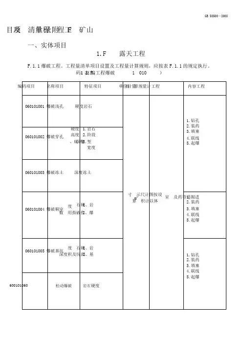 GB50500-2008 附录F 矿山工程