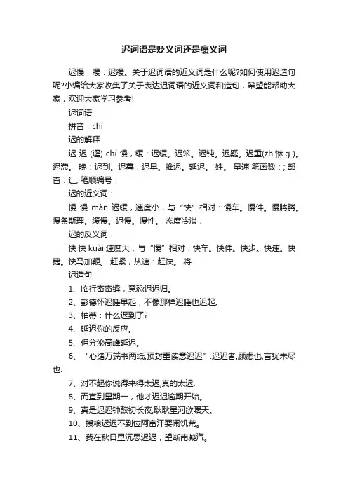 迟词语是贬义词还是褒义词