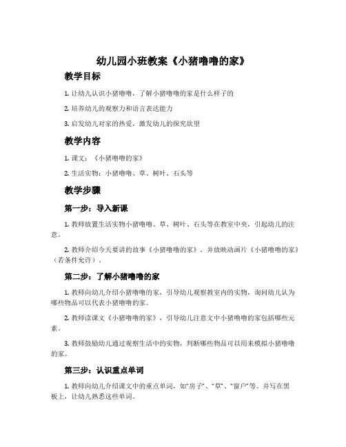 幼儿园小班教案《小猪噜噜的家》