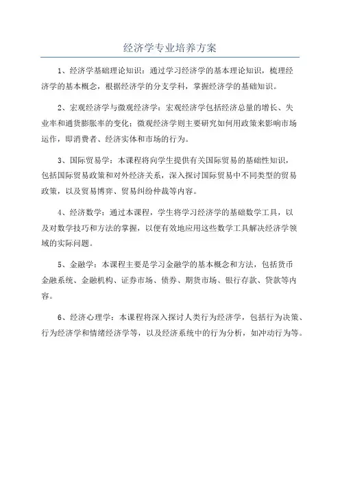 经济学专业培养方案