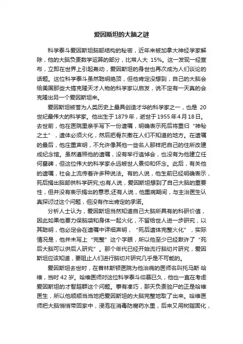 爱因斯坦的大脑之谜