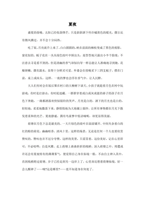 夏夜_初中初三作文600字