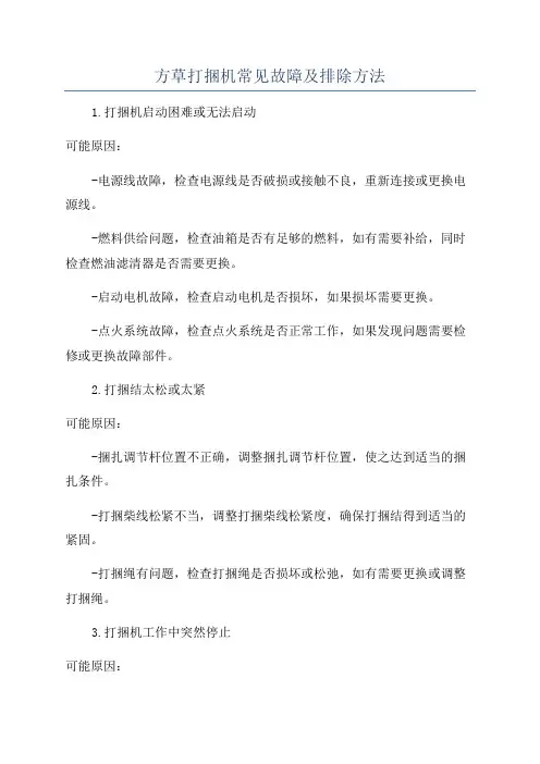 方草打捆机常见故障及排除方法