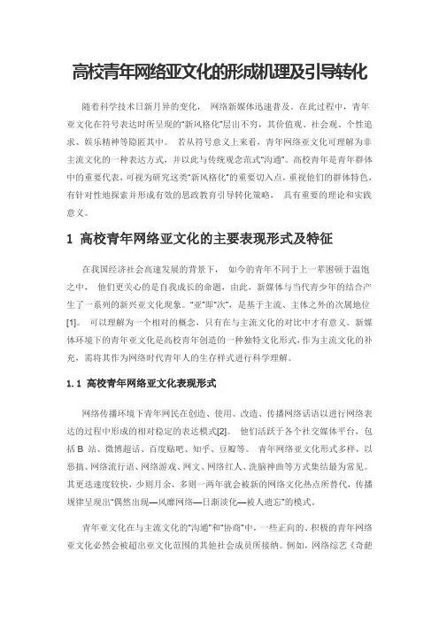 高校青年网络亚文化的形成机理及引导转化