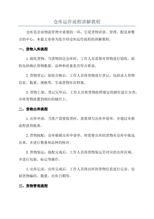 仓库运作流程讲解教程