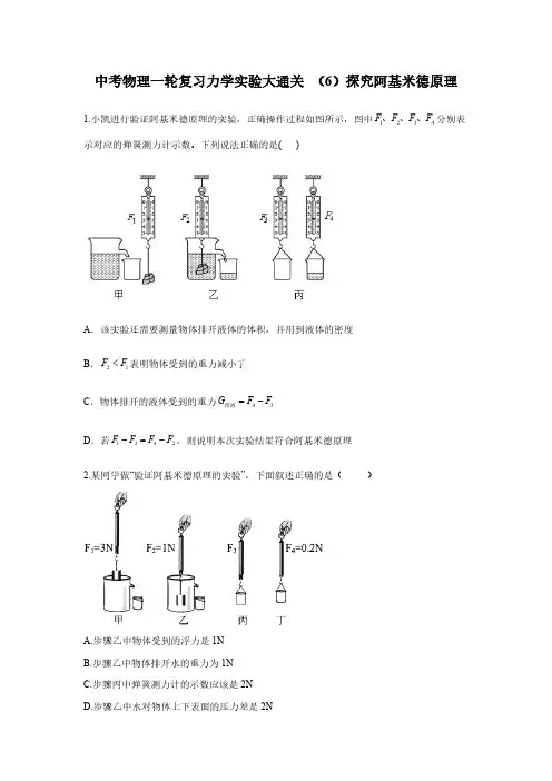 (中考物理)复习实验大通关-探究阿基米德原理