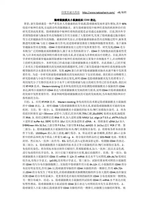 隐球菌脑膜炎小鼠脑组织CD44表达,